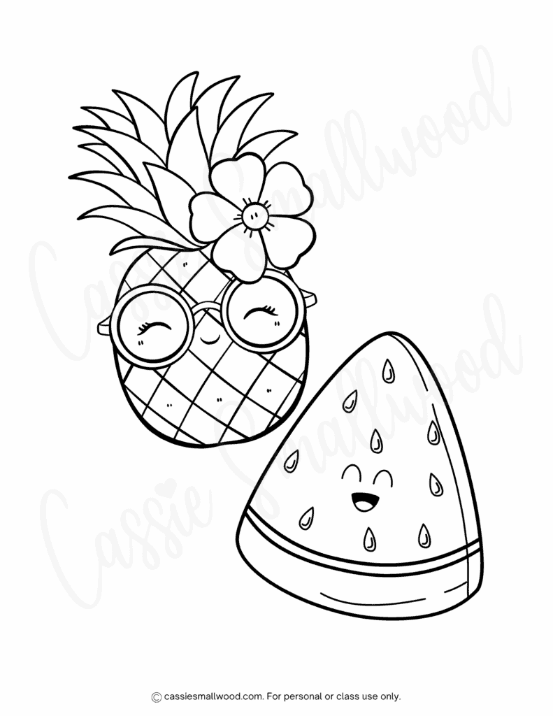 16 CUTE Watermelon Coloring Pages Cassie Smallwood
