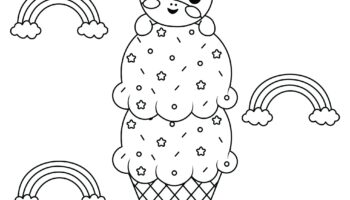 Double Scoop Ice Cream Unicorn Coloring Page