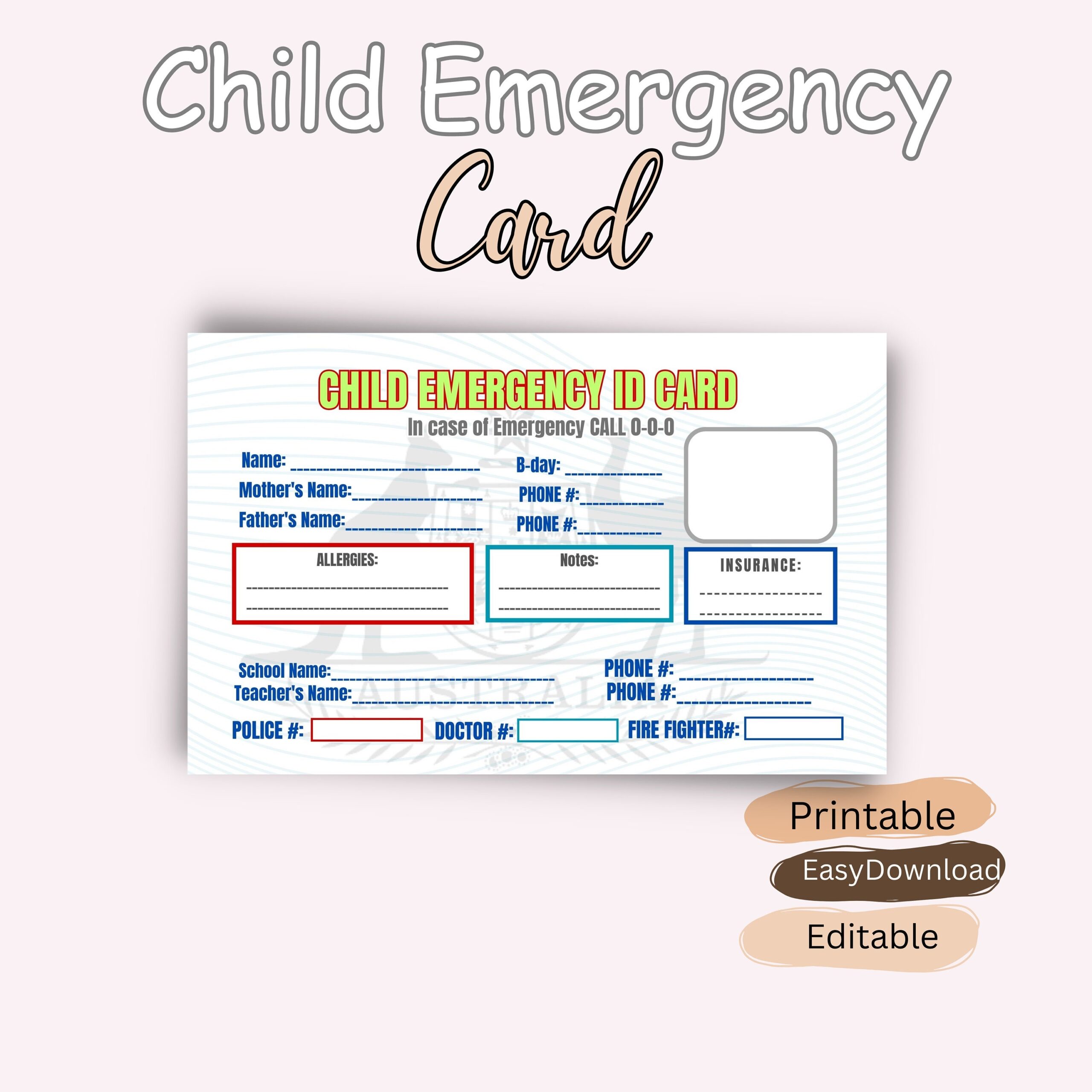 identification card worksheet
