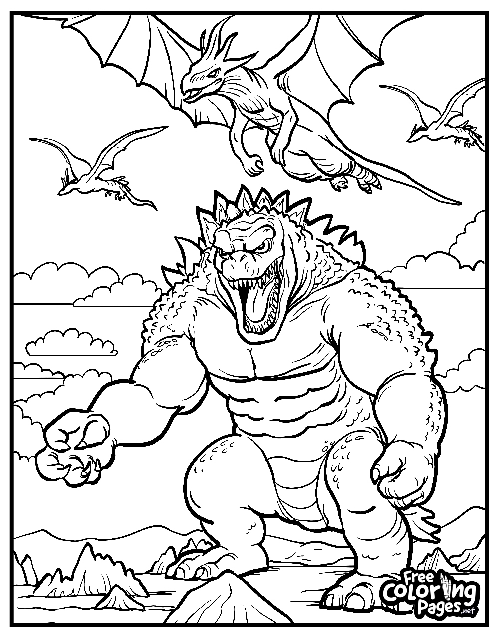 Godzilla Coloring Pages Free Coloring Pages