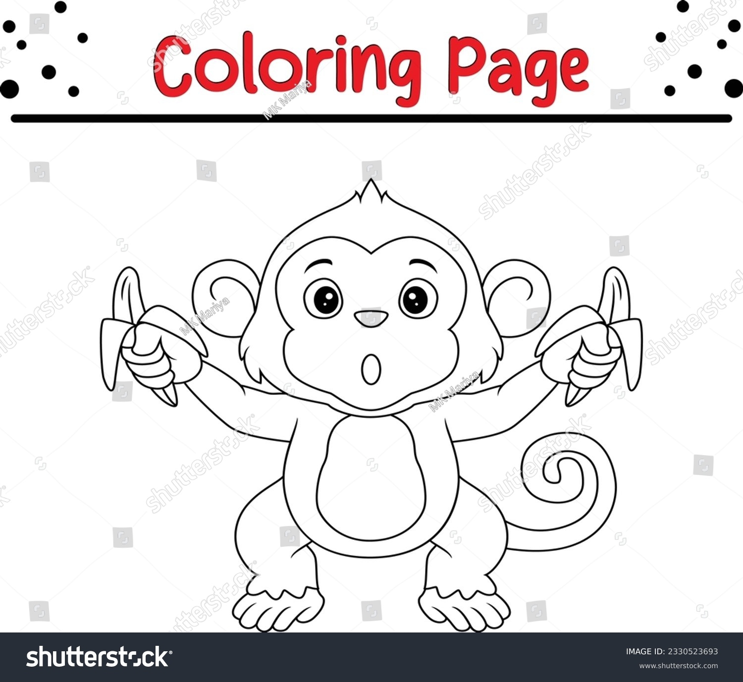 monkey coloring book page