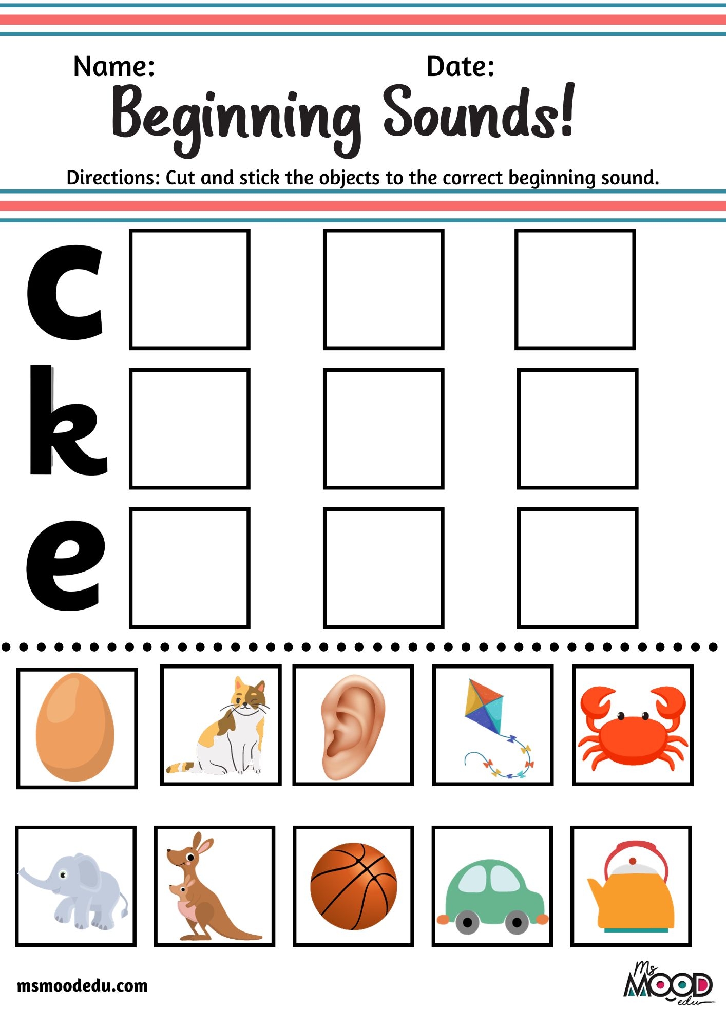 Phonics Initial Sound Activity Worksheet PreK Kindergarten Made By Teachers