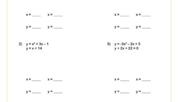 Solving Systems Of Quadratic Equations Worksheet Algebra II PDF Worksheets