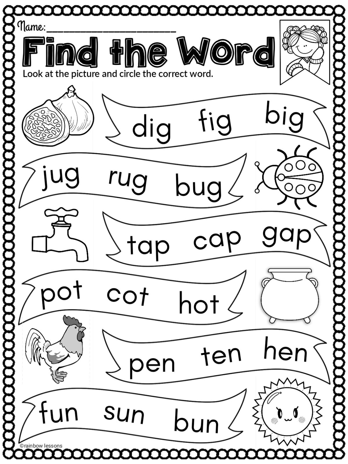 kindergarten phonics worksheets