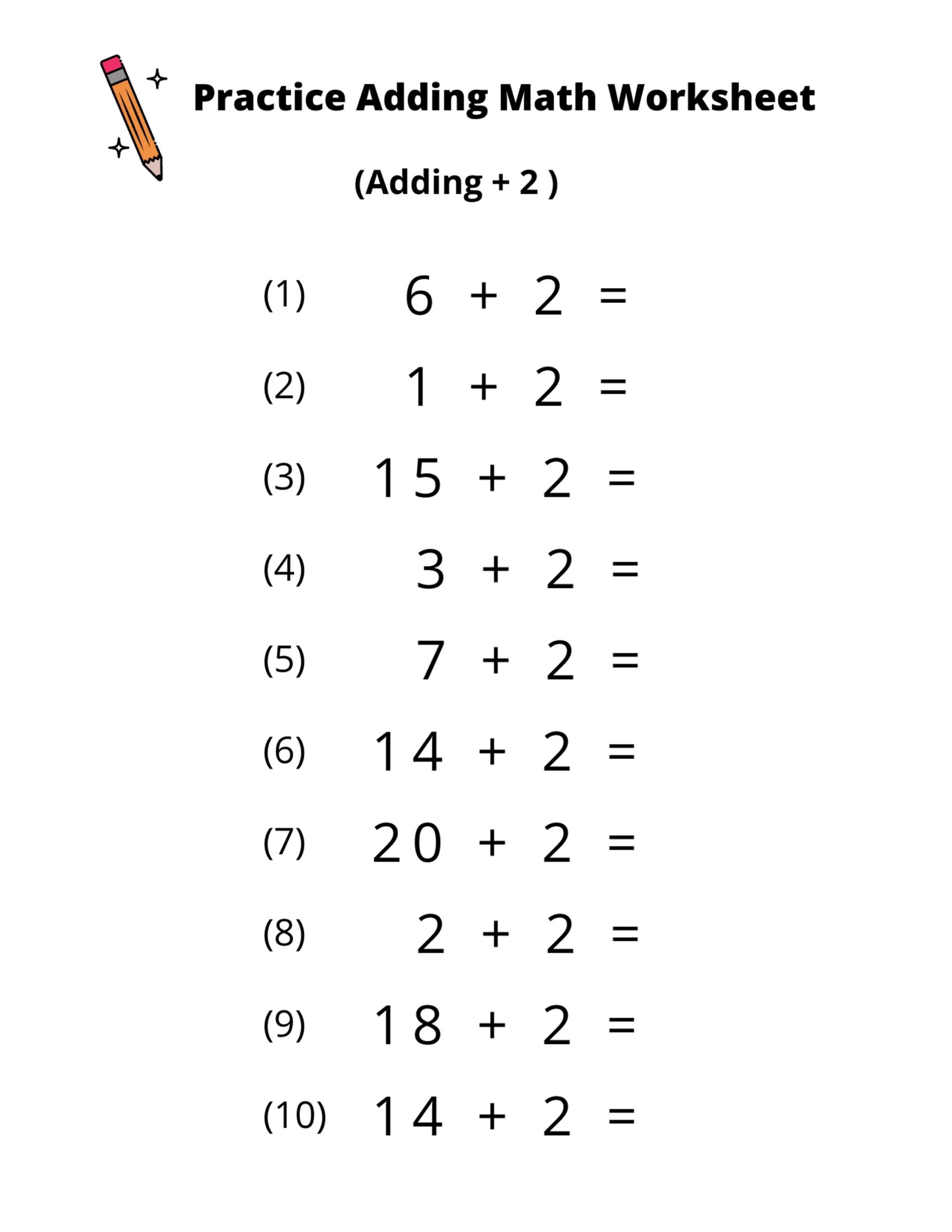 10 Printable Addition Math Worksheets Adding By 2 Numbers 1 20 Preschool 1st Grade 2nd Grade Math Etsy