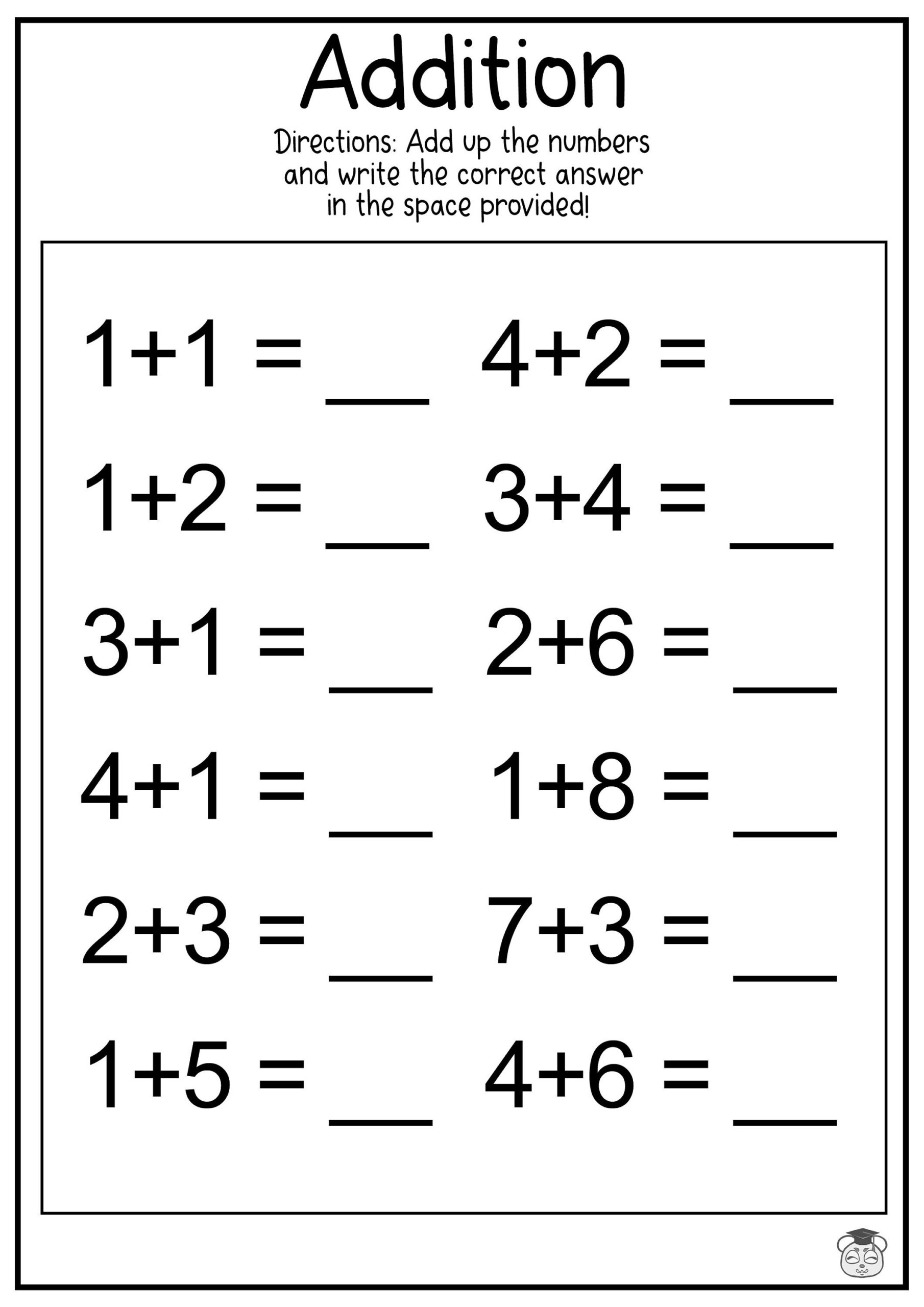10 Printable Addition Math Worksheets Addition Practice Using Single Two And Three Digit Numbers ages 4 7 KG1 To Grade 2 Etsy Sweden