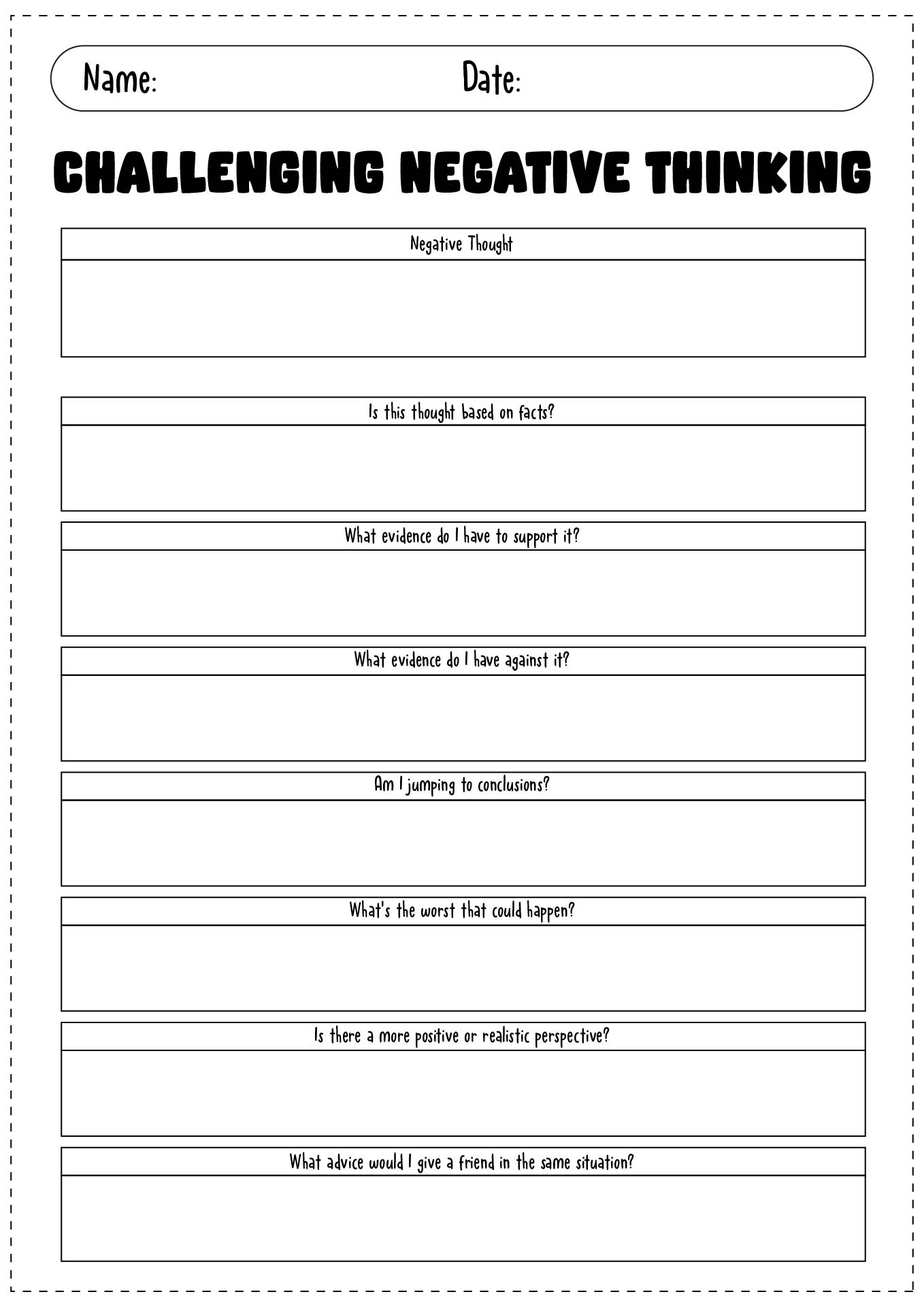 cognitive therapy worksheets