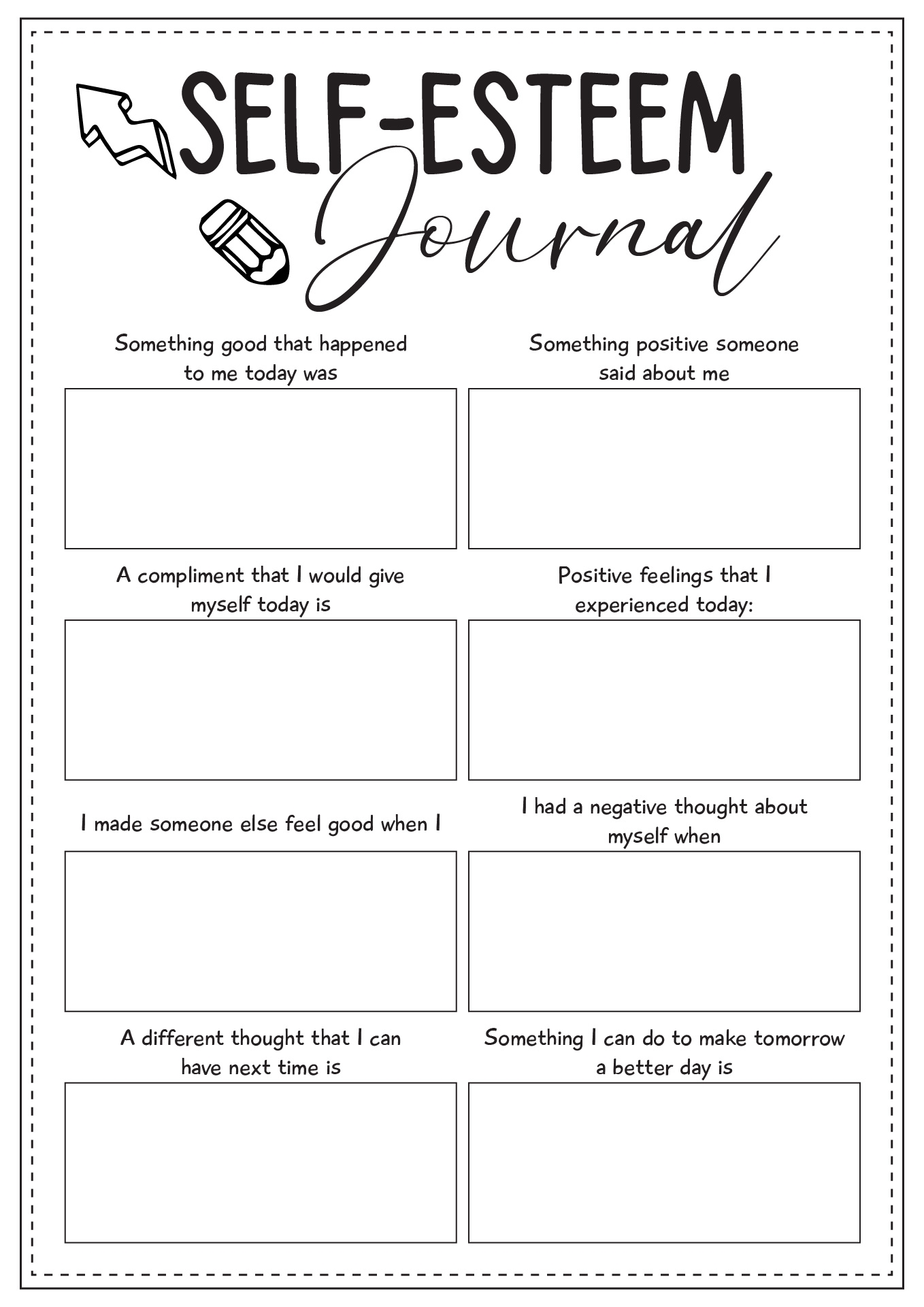 self confidence worksheets