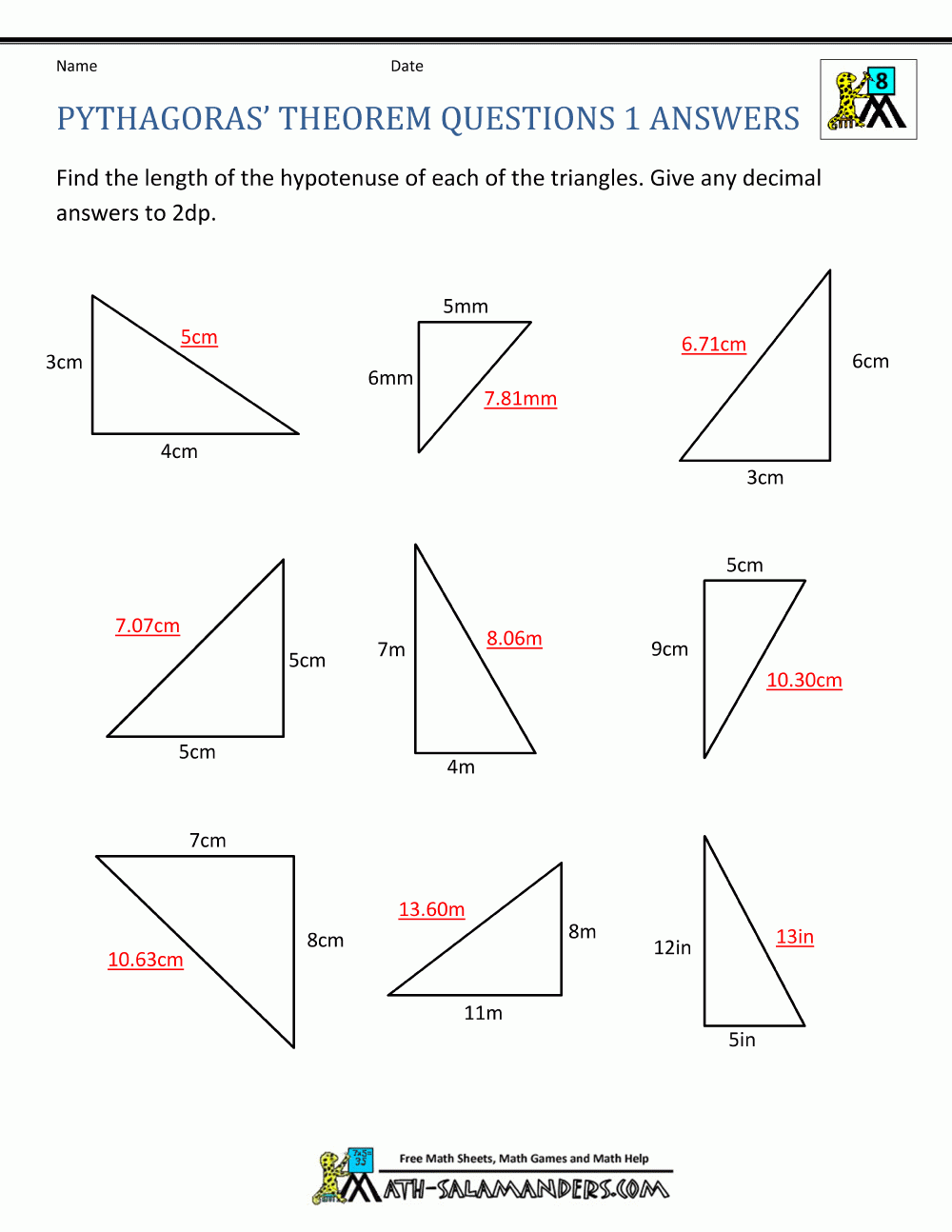 13Pythagorean Theorem Worksheet Answer Pythagorean Theorem Worksheet Pythagorean Theorem Word Problem Worksheets