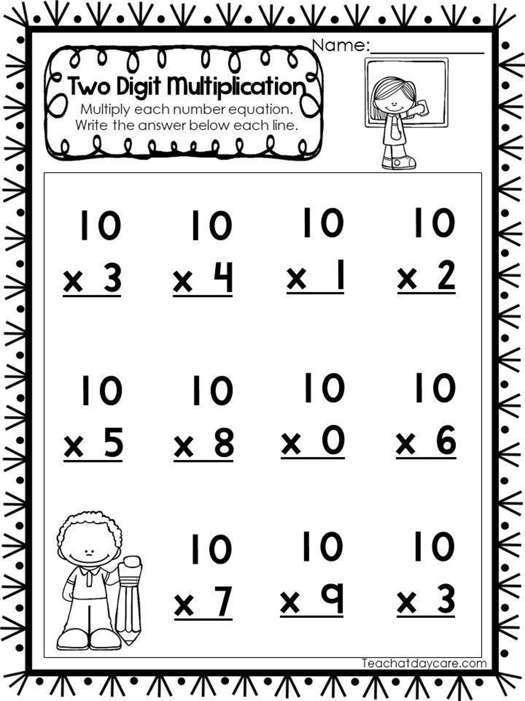 two digit multiplication worksheets