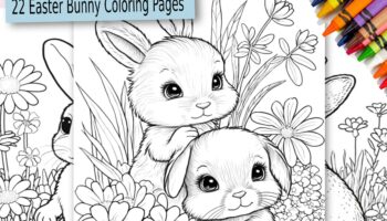 22 Printable Easter Bunny Coloring Pages For Kids Etsy