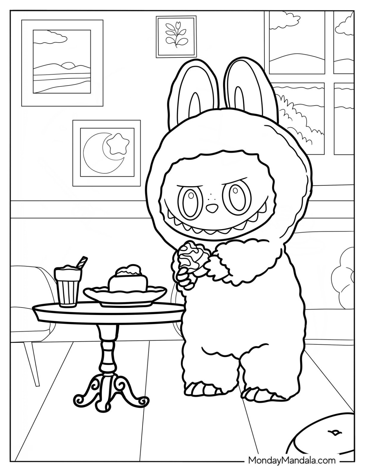 labubu the have a sit coloring pages