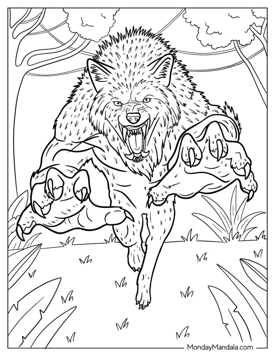 28 Werewolf Coloring Pages Free PDF Printables 