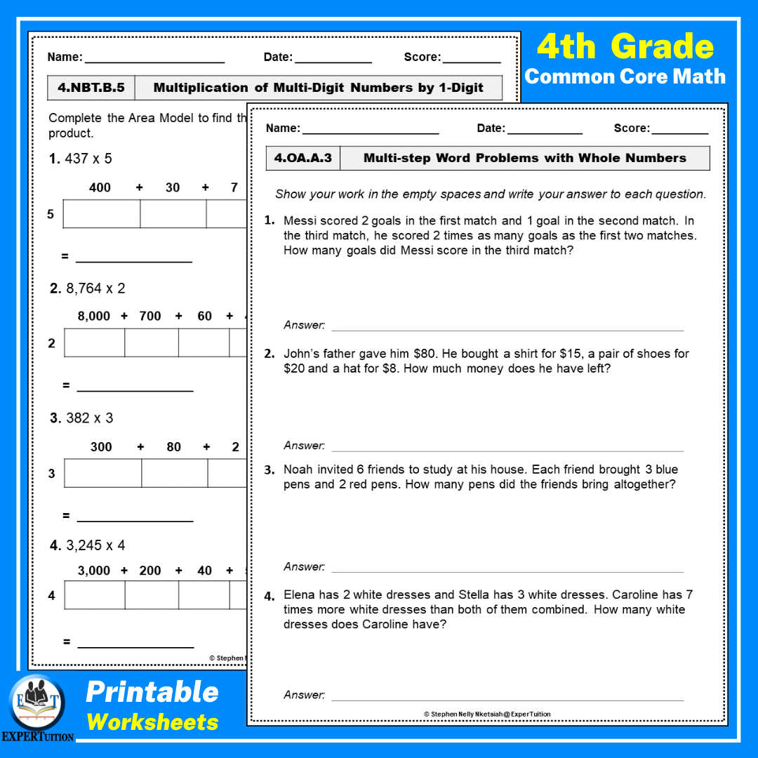 math review 4th grade display worksheets