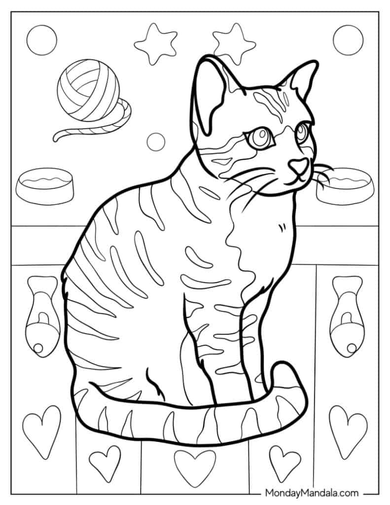 50 Cat Coloring Pages Free PDF Printables 