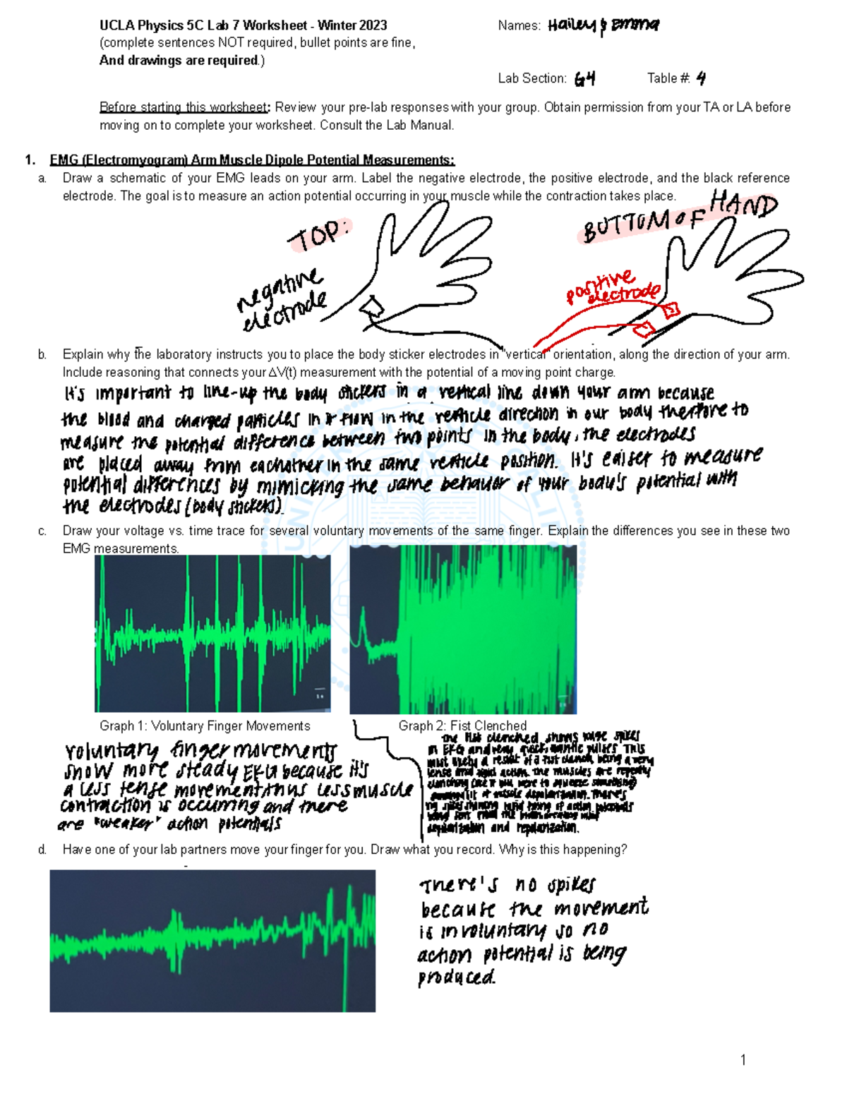 5CL Lab 7 Worksheet V2 2 UCLA Physics 5C Lab 7 Worksheet Winter 2023 Names complete Sentences Studocu