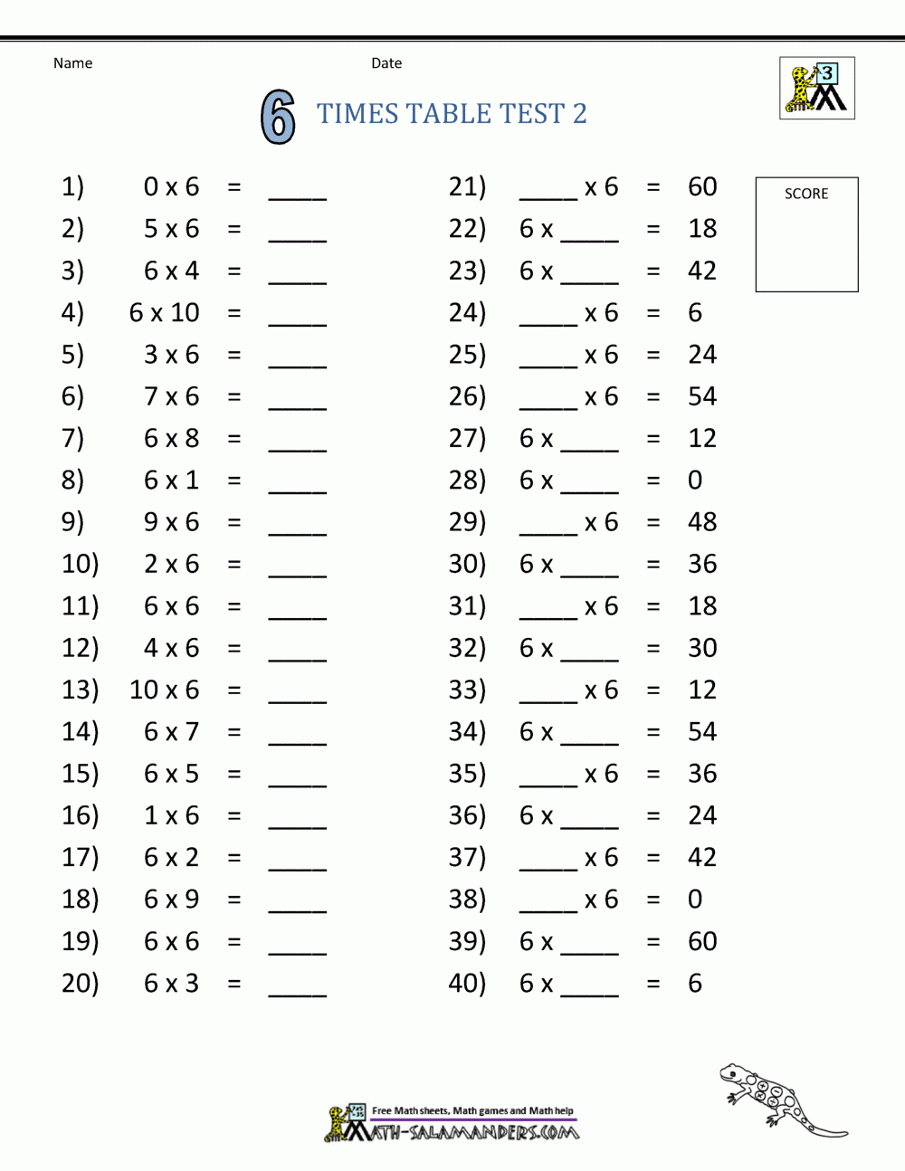 times tables worksheets