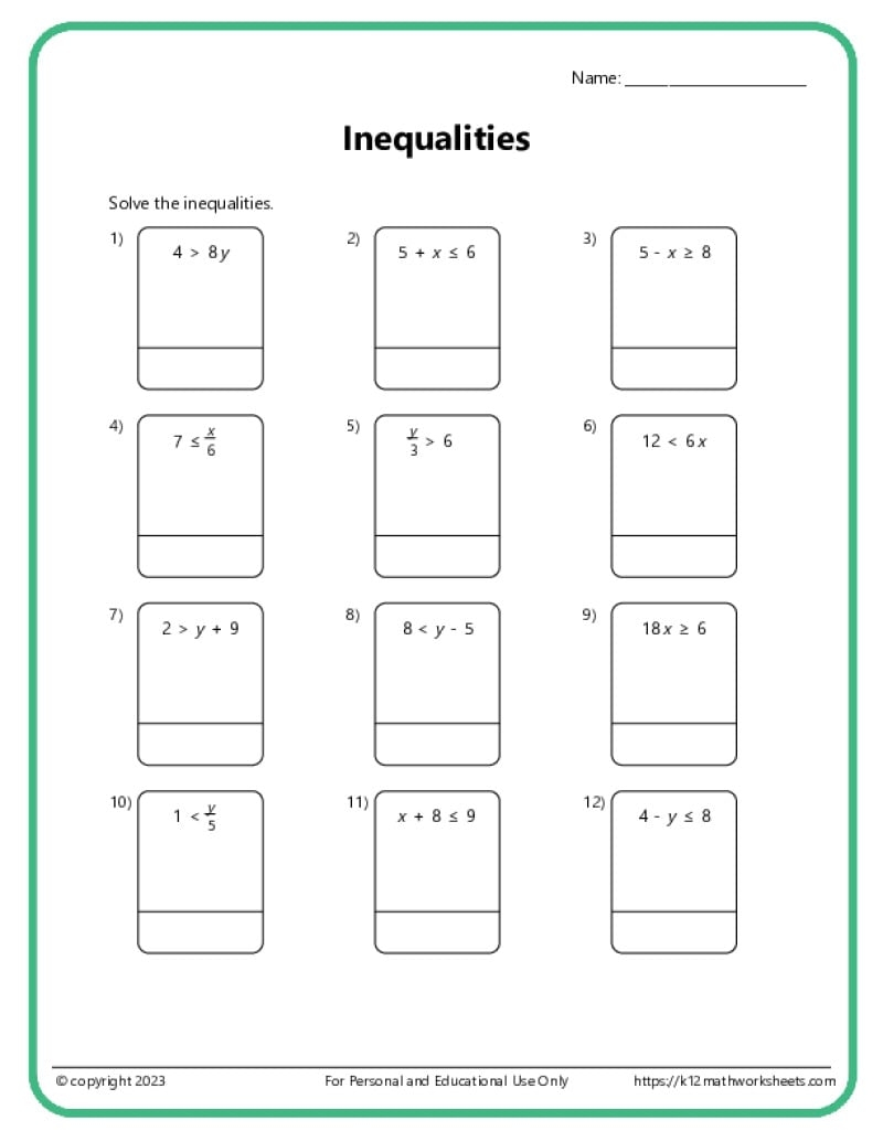 worksheets for 6th graders