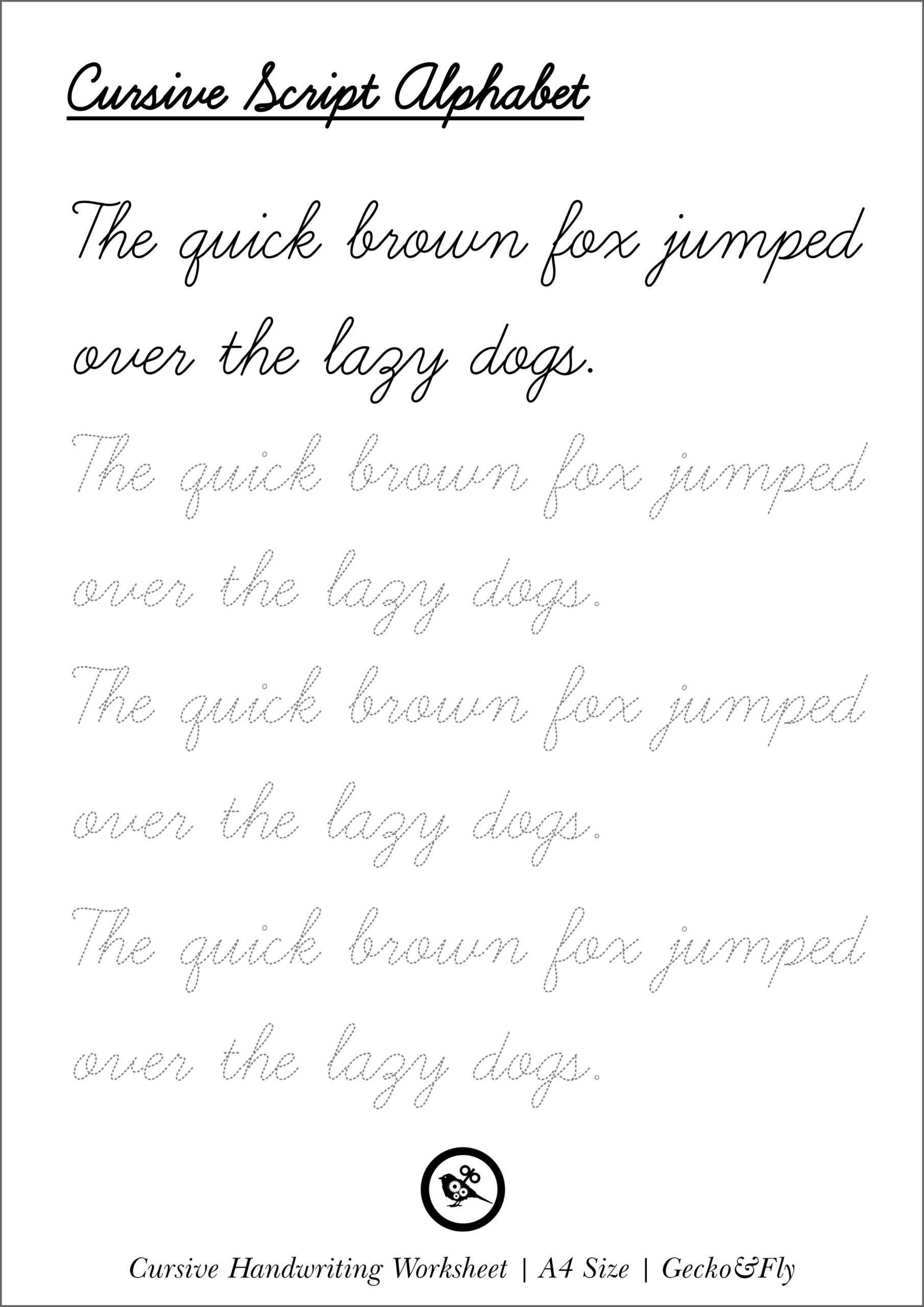cursive writing worksheet