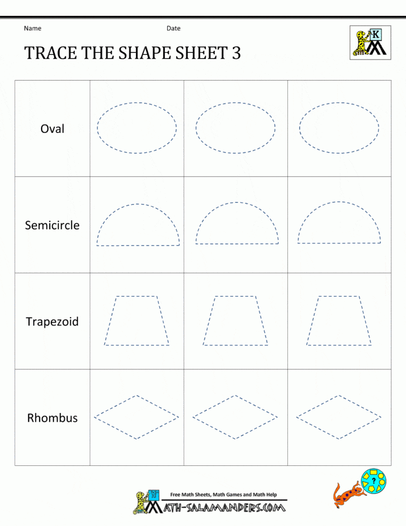 tracing shapes worksheets