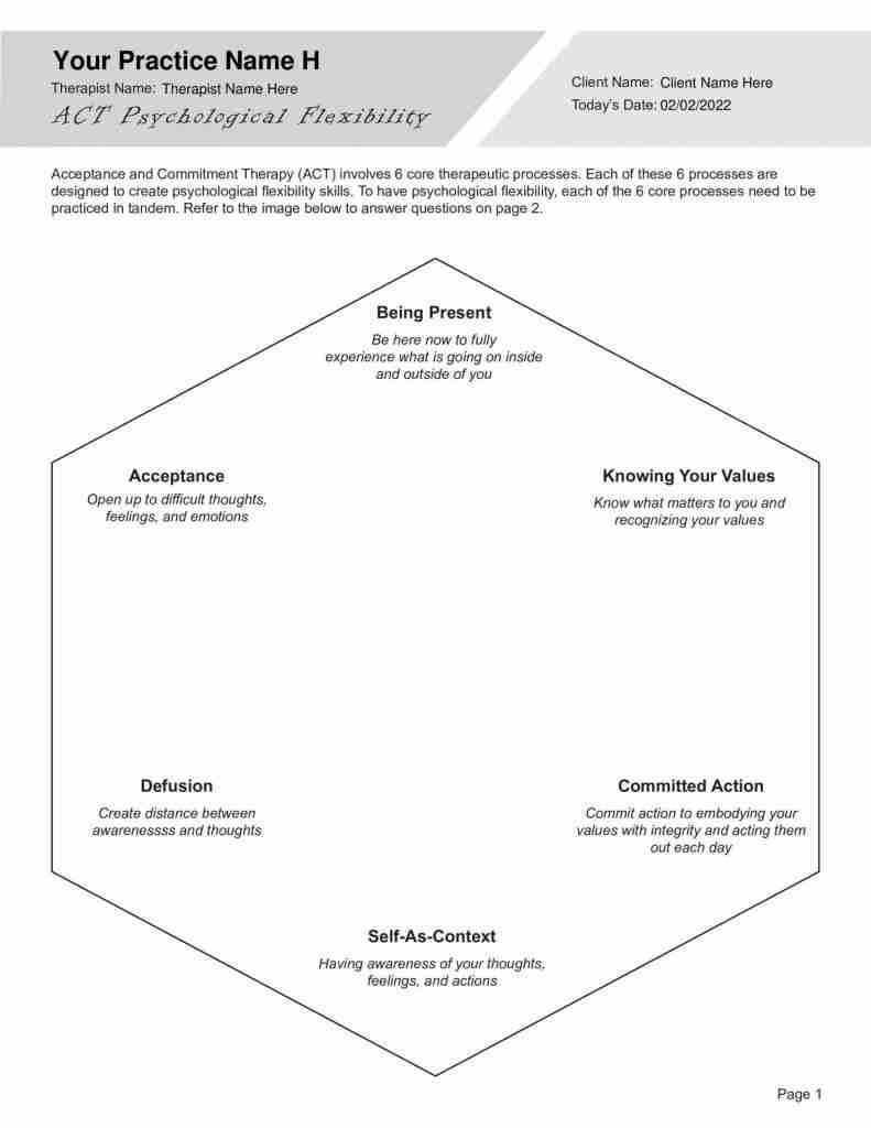 act therapy worksheets