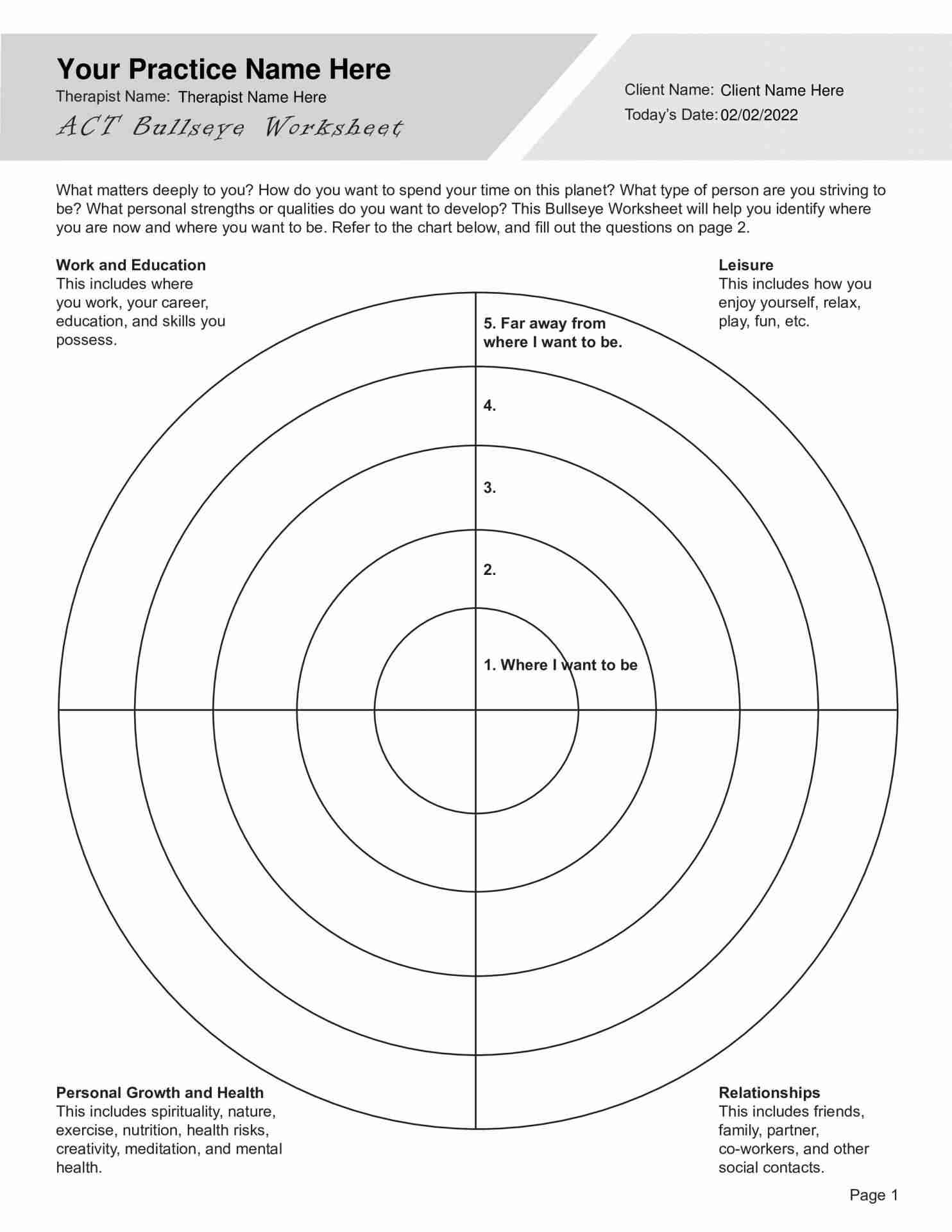 ACT Values Clarification Worksheet PDF TherapyByPro