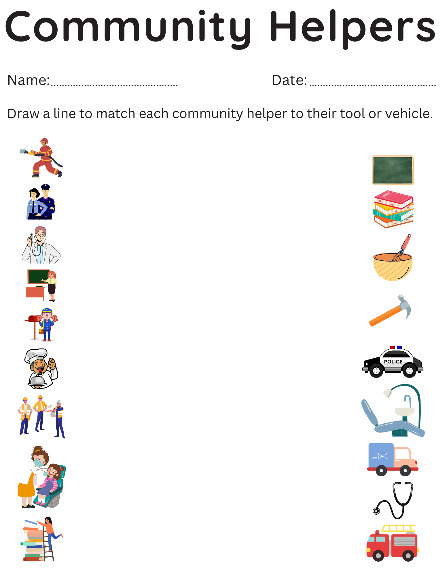 community helpers worksheets