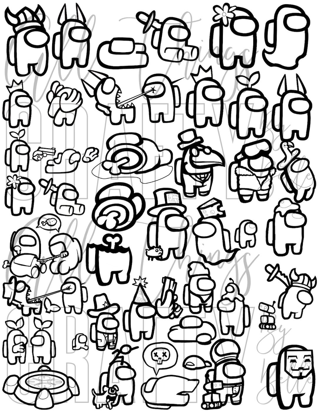 Among Us Coloring Sheets 36 Digital PDF Coloring Pages Etsy Denmark