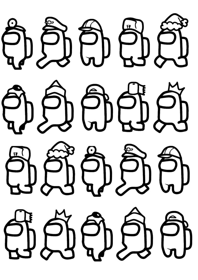 Among Us Various Characters 2 Among Us Coloring Pages