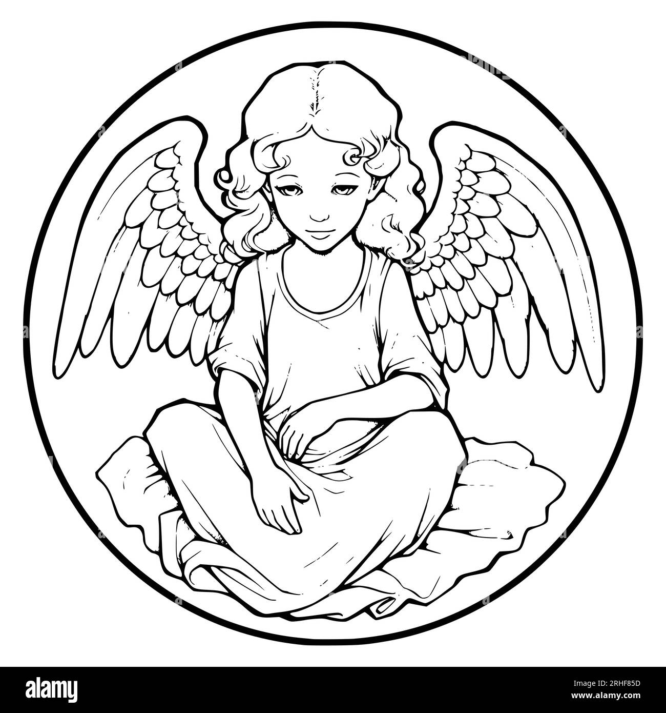 Angel Coloring Pages For Kids Stock Vector Image Art Alamy