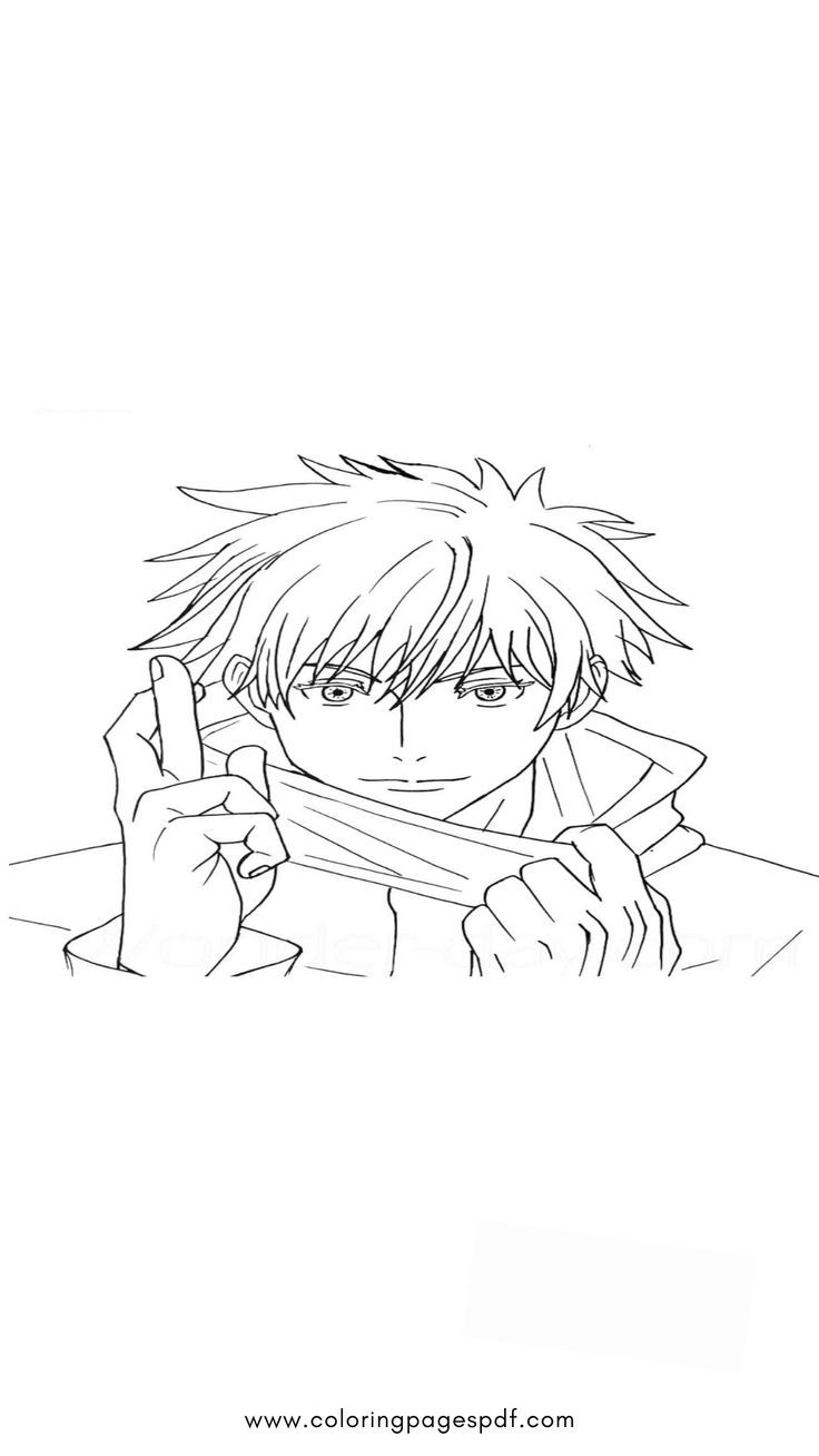 Anime Coloring Page Of Gojo Satoru Jujutsu Kaisen 