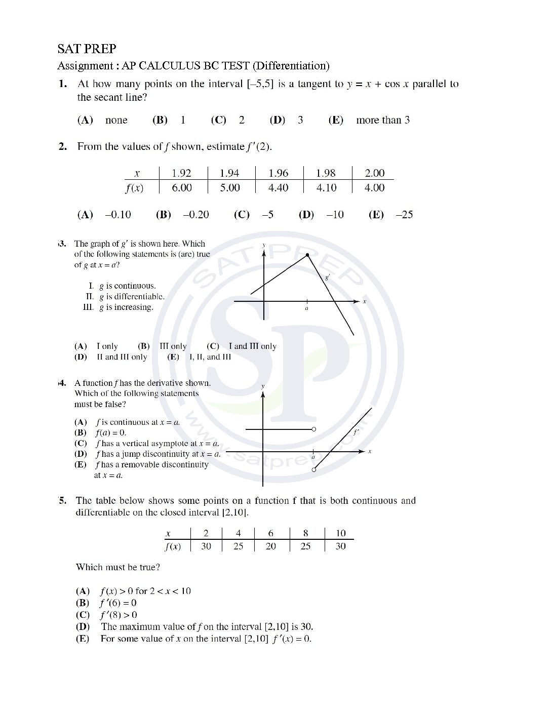 ap calc bc worksheets