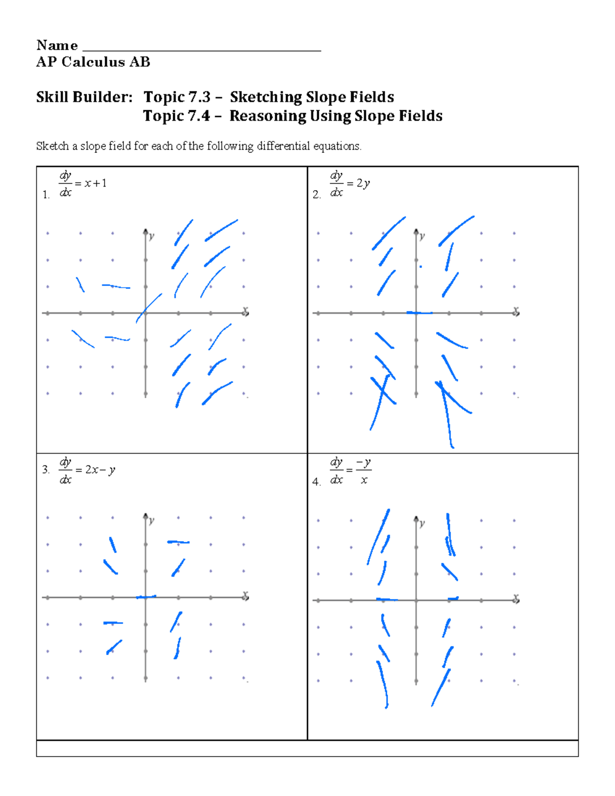 AP Calculus AB Slope Fields Reasoning Topics 7 3 7 4 Studocu