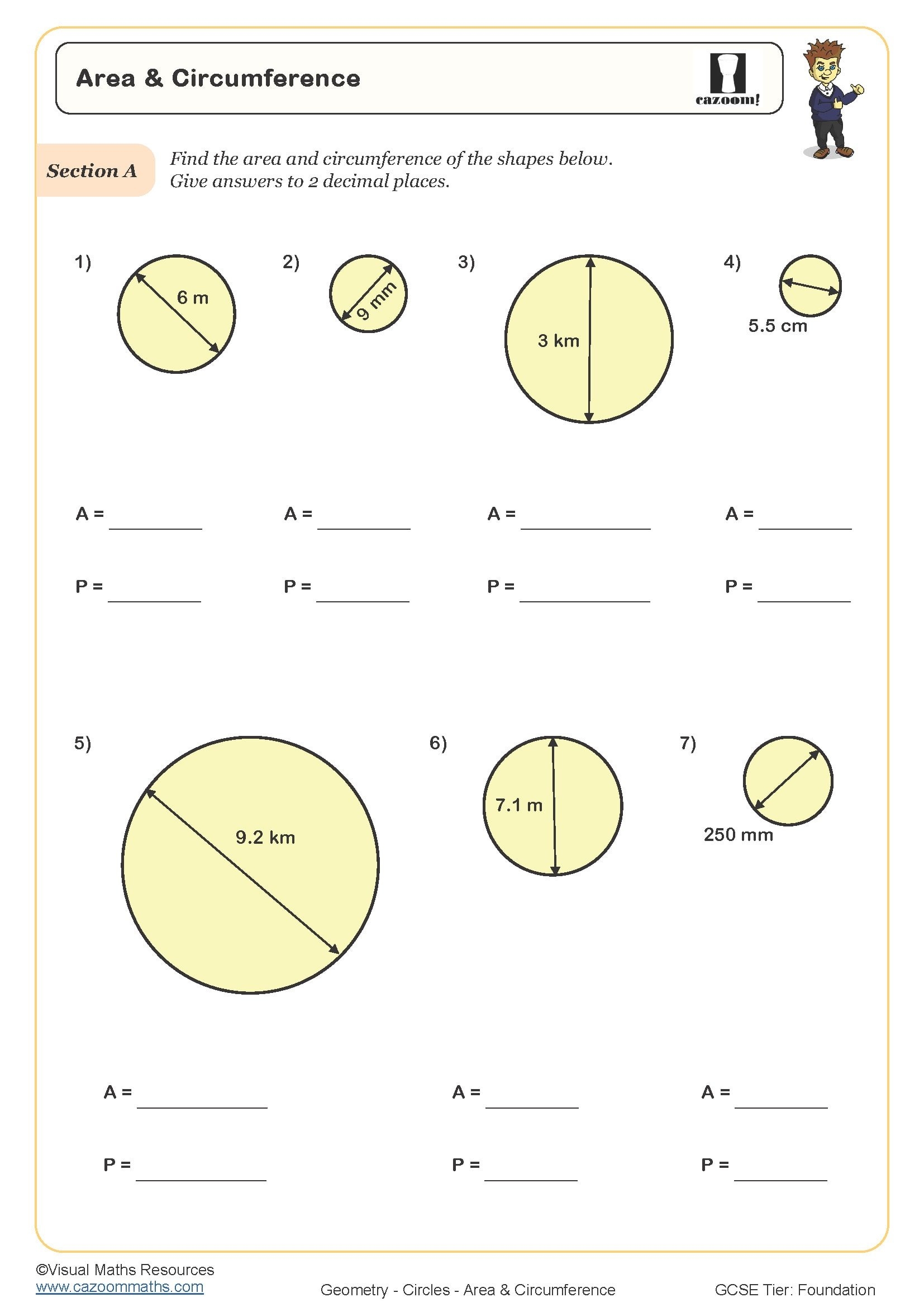 Area And Circumference Worksheet Cazoom Maths Worksheets