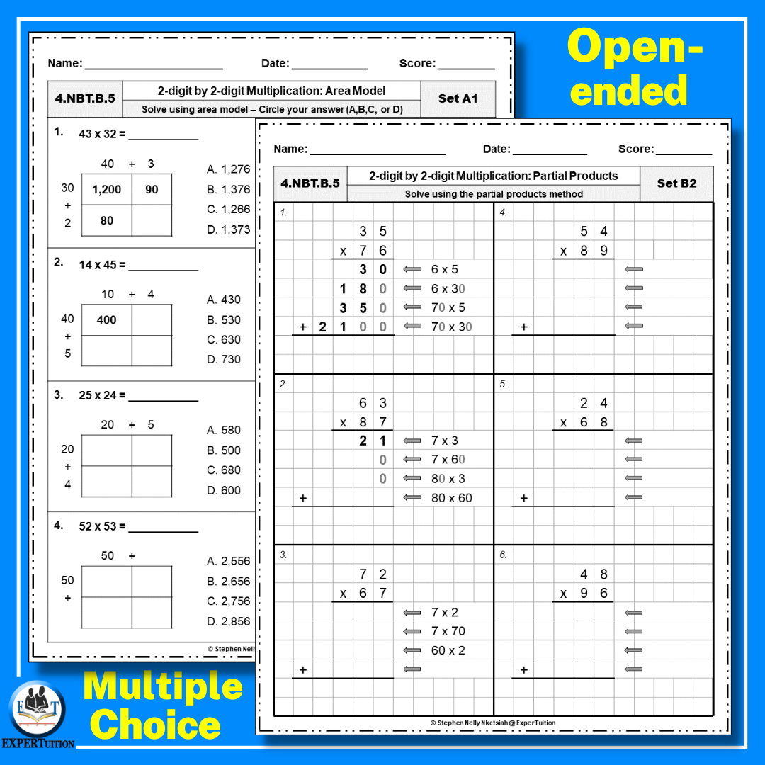 Area Model Partial Products Long Multiplication Worksheets Mega Bundle Made By Teachers