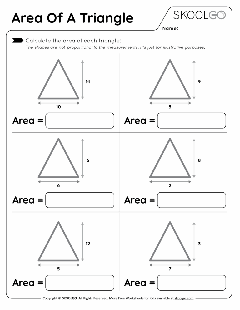 Area Of A Triangle Free Worksheet For Kids SKOOLGO