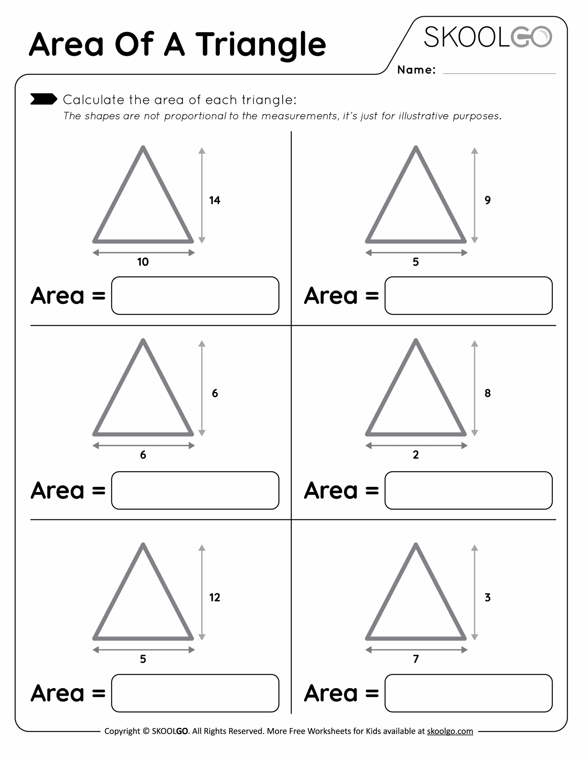 Area Of A Triangle Free Worksheet For Kids SKOOLGO