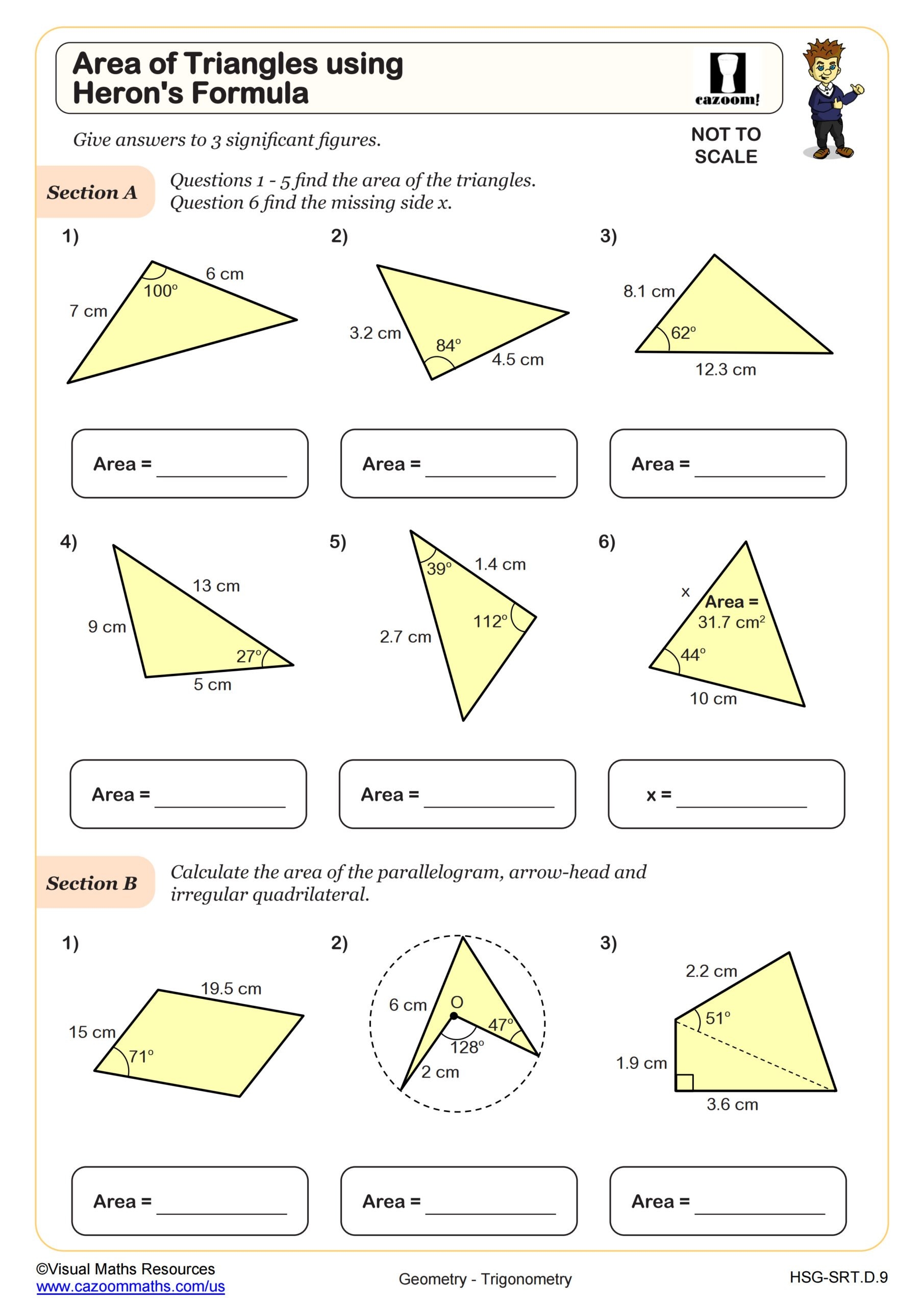 Area Of Triangles Using Heron s Formula Worksheet Fun And Engaging Algebra II PDF Worksheets