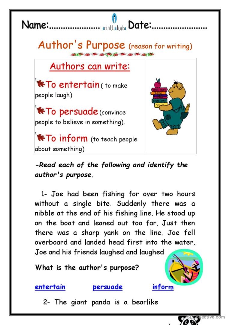 author's purpose worksheet