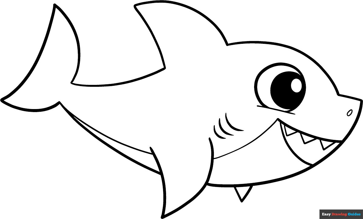 Baby Shark Coloring Page Easy Drawing Guides
