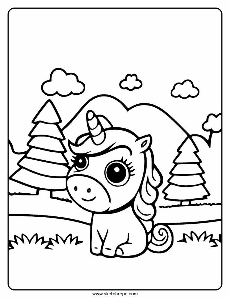 Baby Unicorn Coloring Page Sketch Repo
