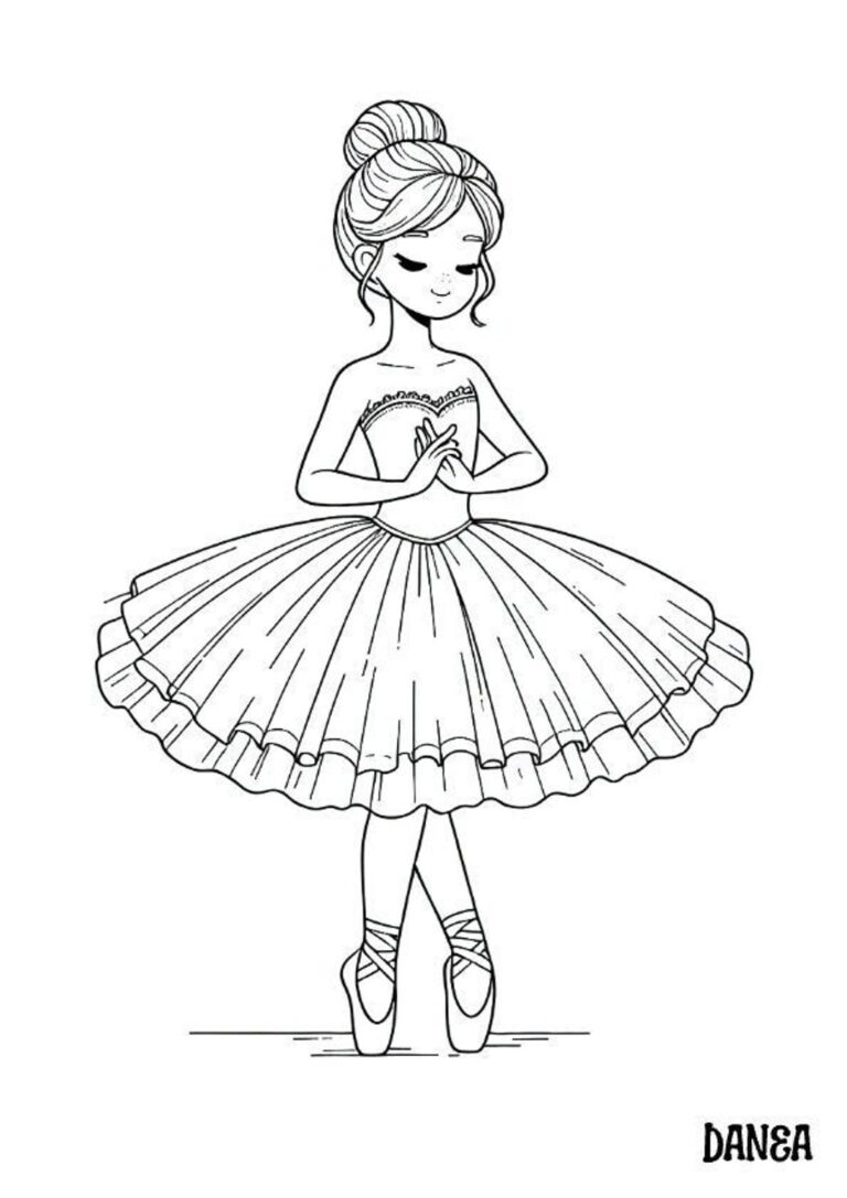 Ballerina Coloring Page Kids Printable Coloring Page Etsy