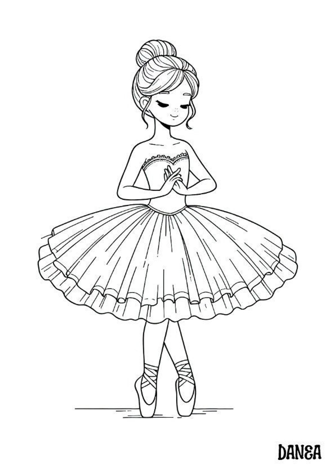 Ballerina Coloring Page Kids Printable Coloring Page Etsy
