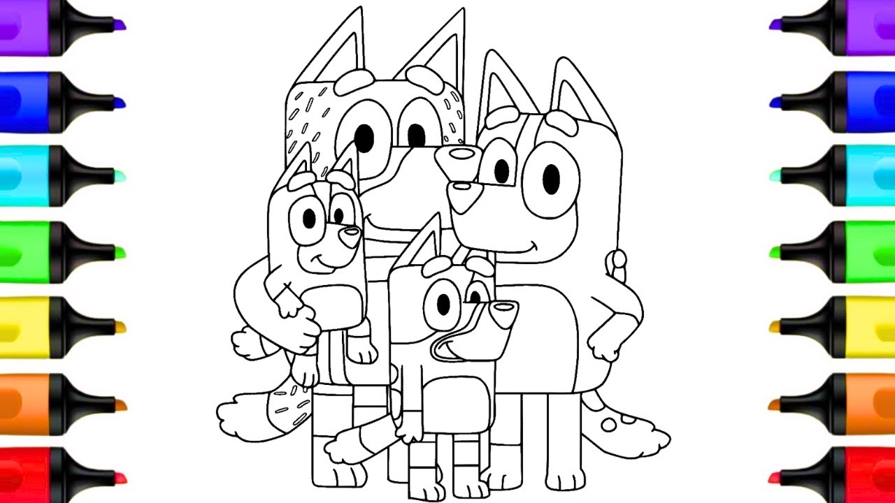 Bluey Bandit Chilli Bingo Heeler Coloring Pages Bluey Coloring Book Art Activity YouTube