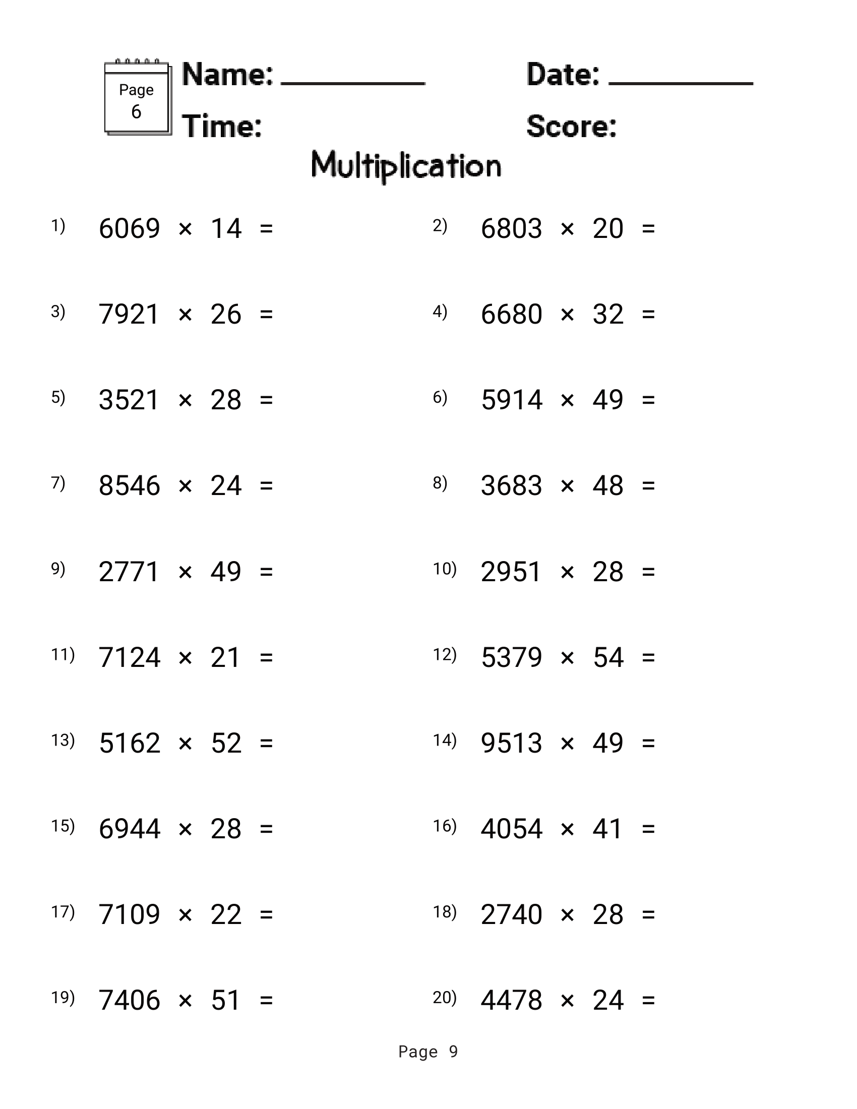 sixth grade math worksheets