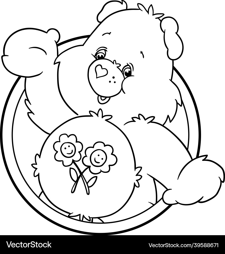 Carebears Friend Bear Coloring Page Royalty Free Vector