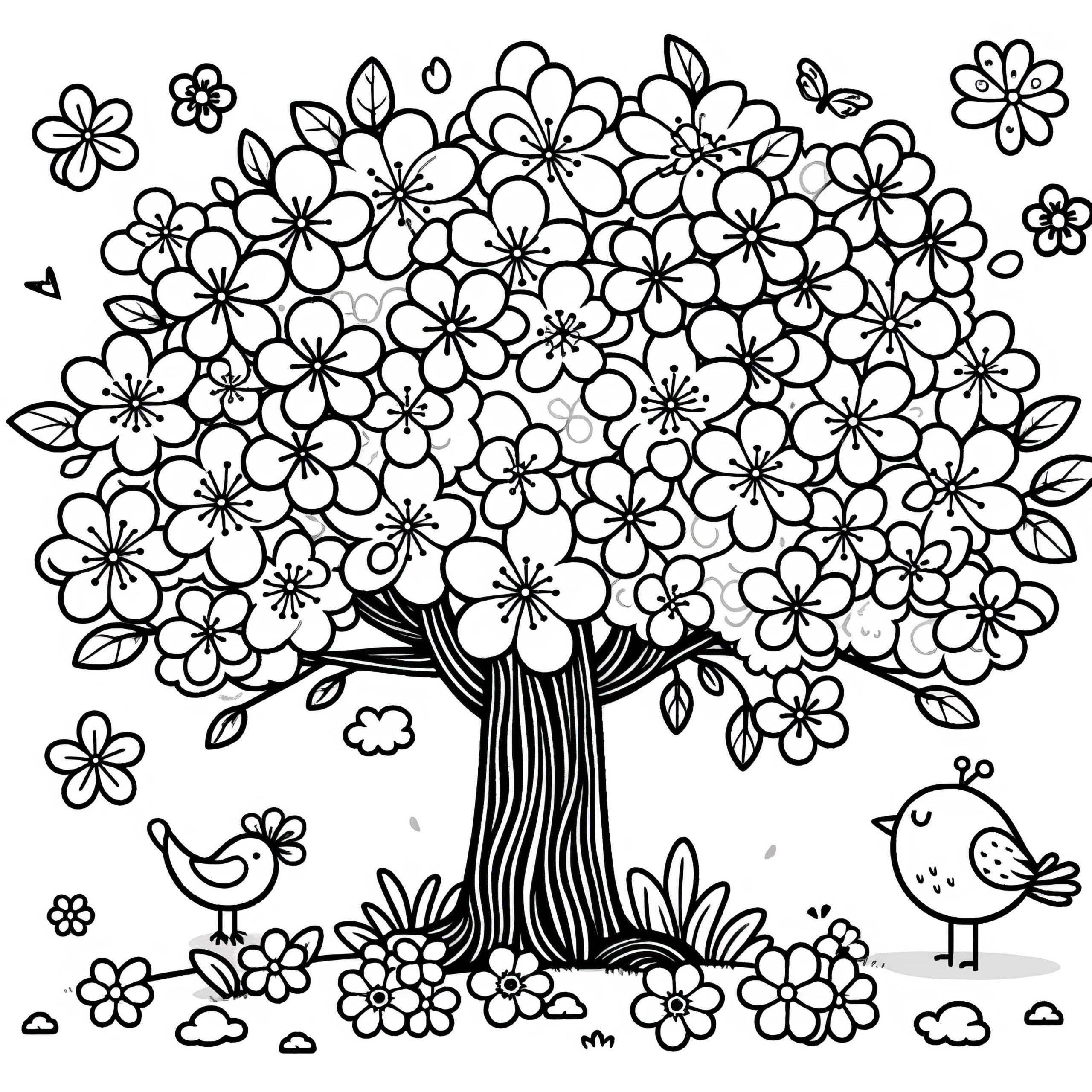 Cherry Tree As A Free Coloring Page Cherry Tree As A Free Coloring Page