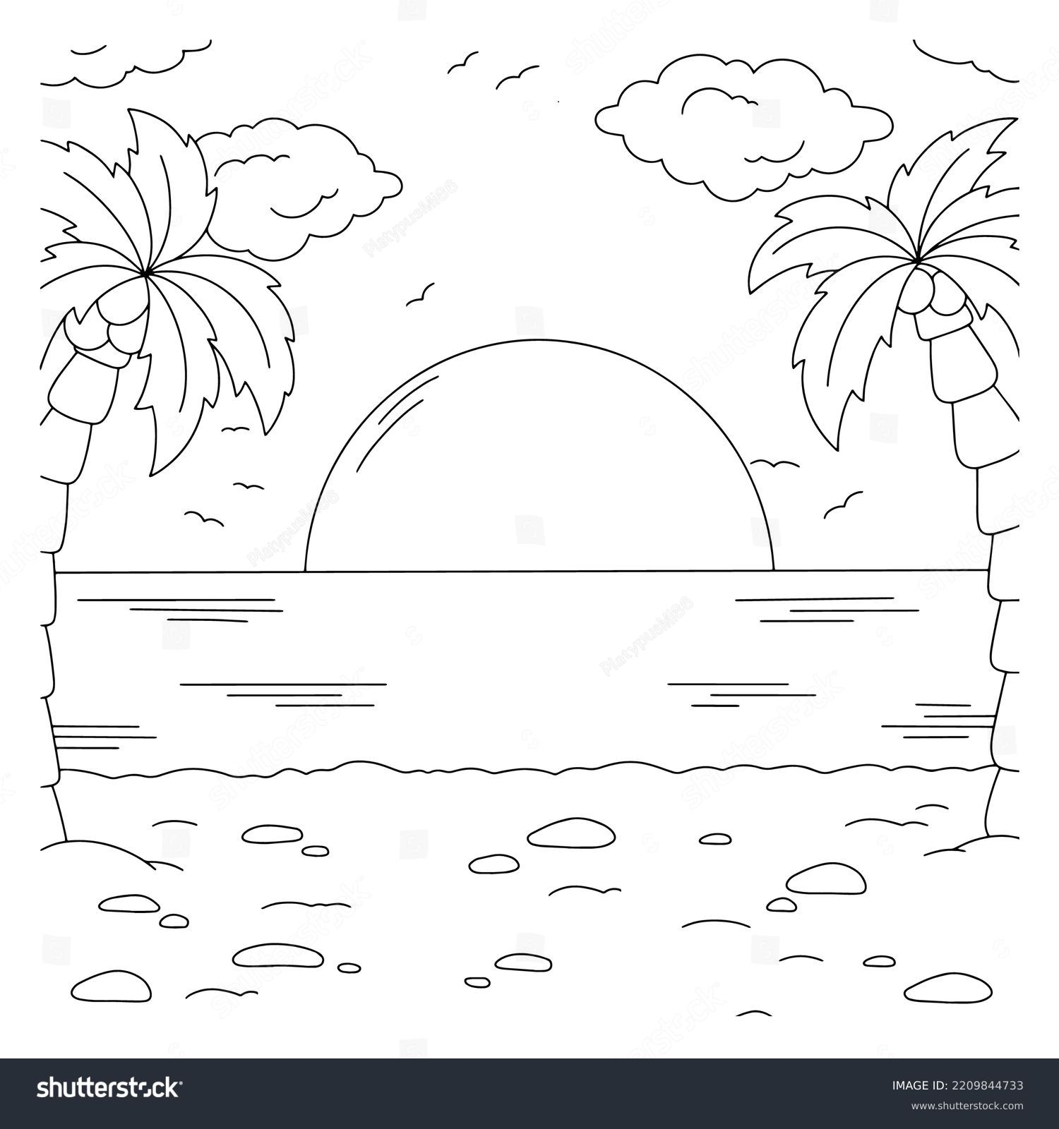Coloring Book Beach Waves Over 3 740 Royalty Free Licensable Stock Illustrations Drawings Shutterstock