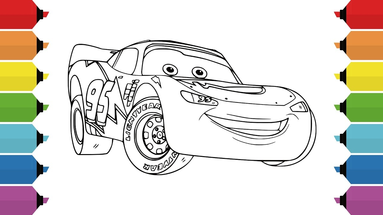 Coloring Lightning McQueen Disney Pixar Cars Coloring Page YouTube