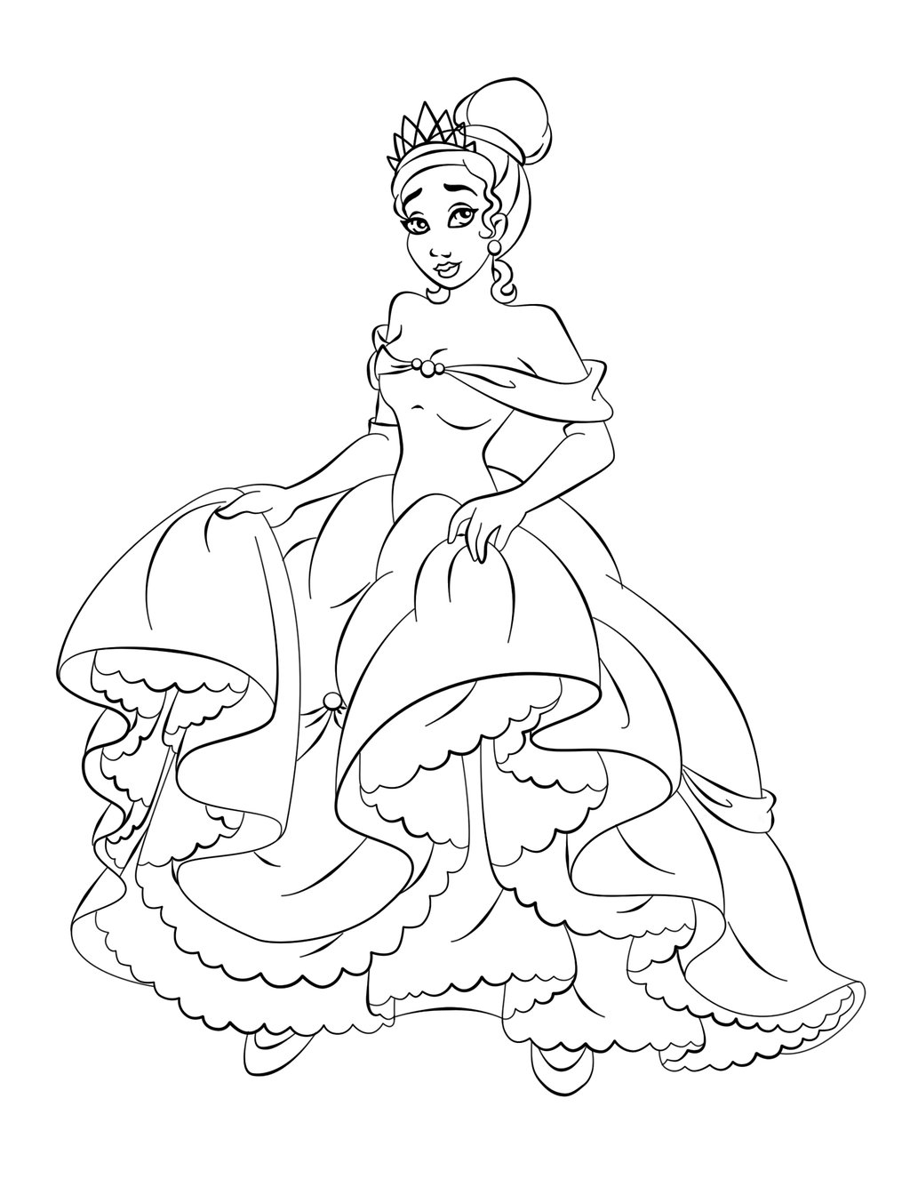 Coloring Pages Free Disney Princess Tiana Coloring Pages